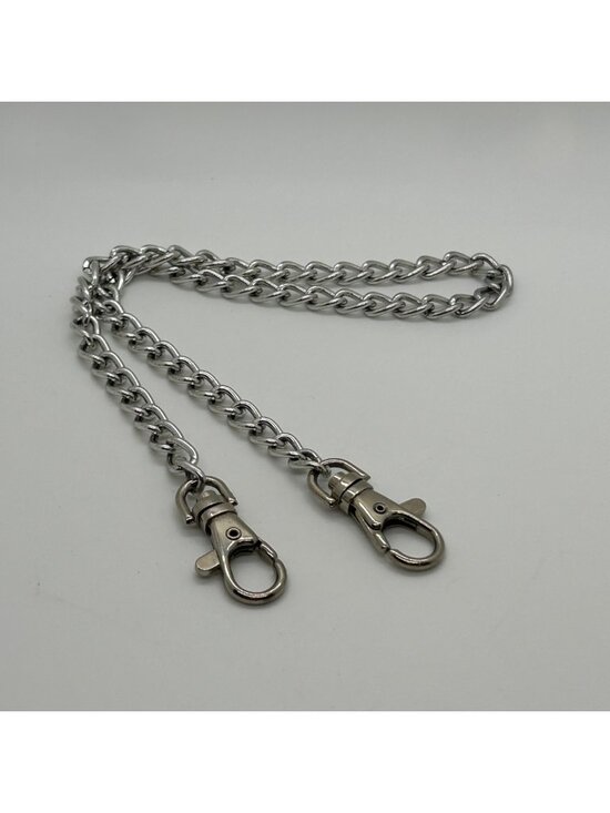 Estate Jewelry - Heavy Duty Stainless Steel Wallet Chain With Clasp Hooks For Biker Jeans Or Keys